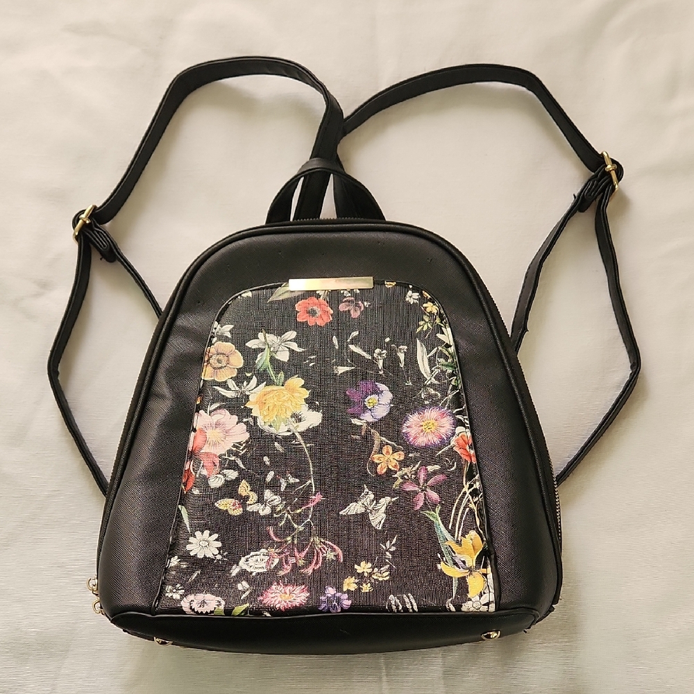 Elegant Black Floral Backpack
